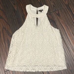 Ella Moss lace overlay keyhole sleeveless top, size small